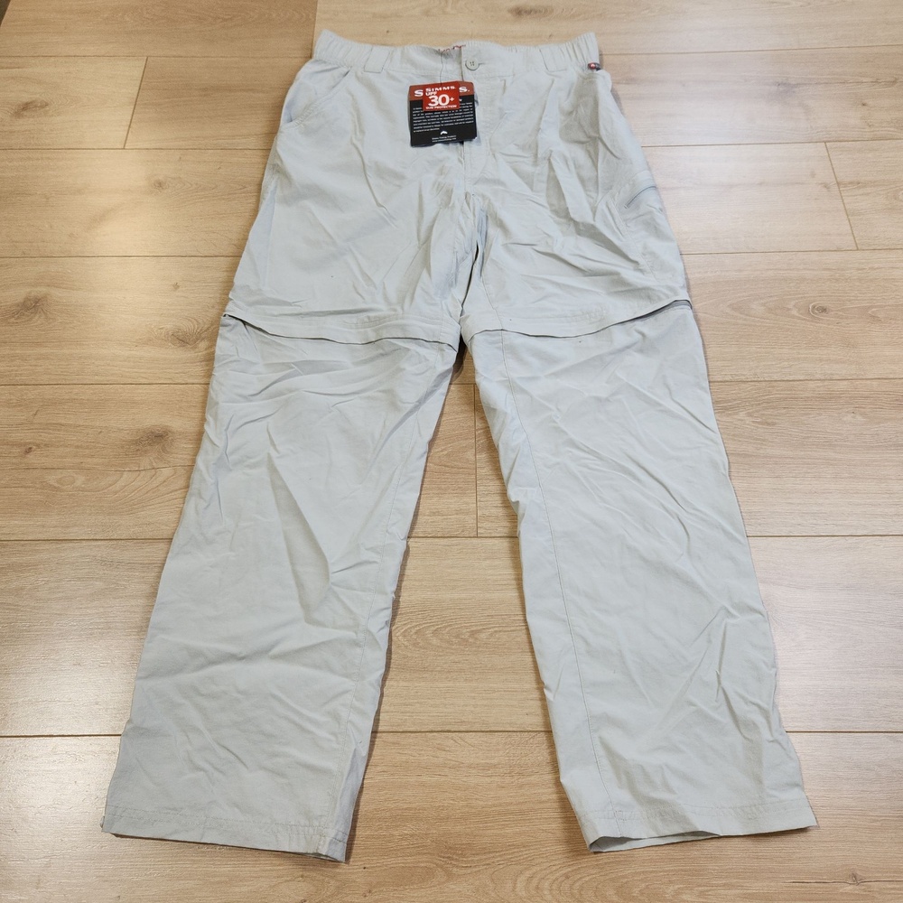 Simms Superlight Pants Mens Medium Beige Convertible Zip Off Fishing Outdoor